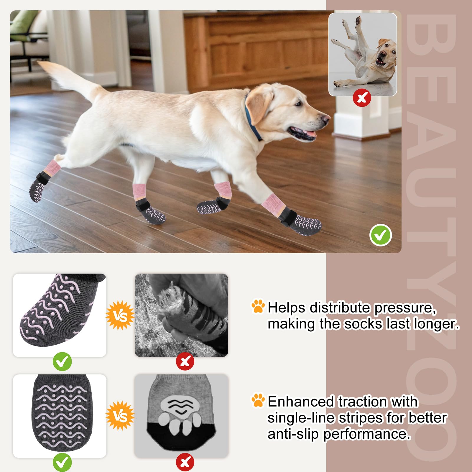 BEAUTYZOO Calcetines para perros protegen contra pavimentos caliente y frio