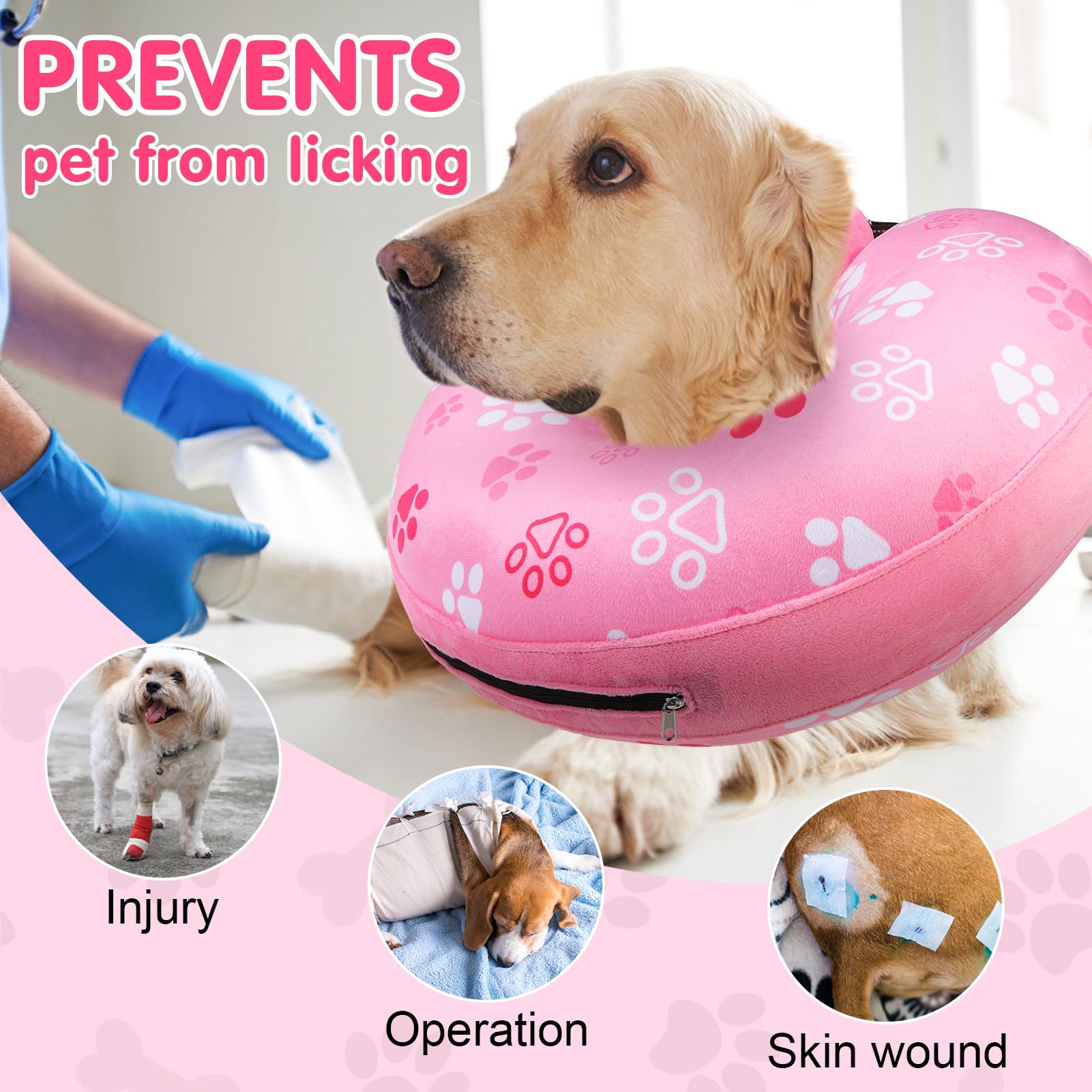 BEAUTYZOO collar donut inflable para recuperación con uso en alimentación