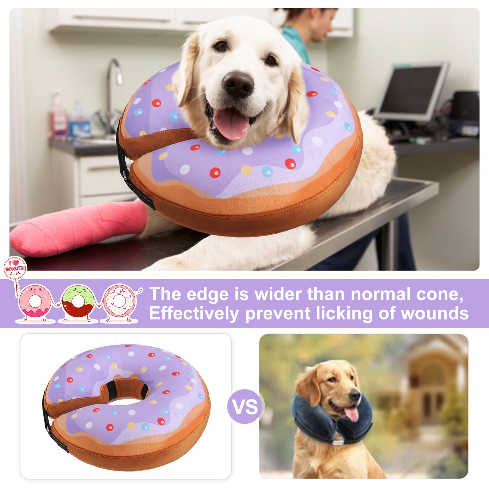 BEAUTYZOO donut collar recuperación, evita lamidos tras cirugía en perros.