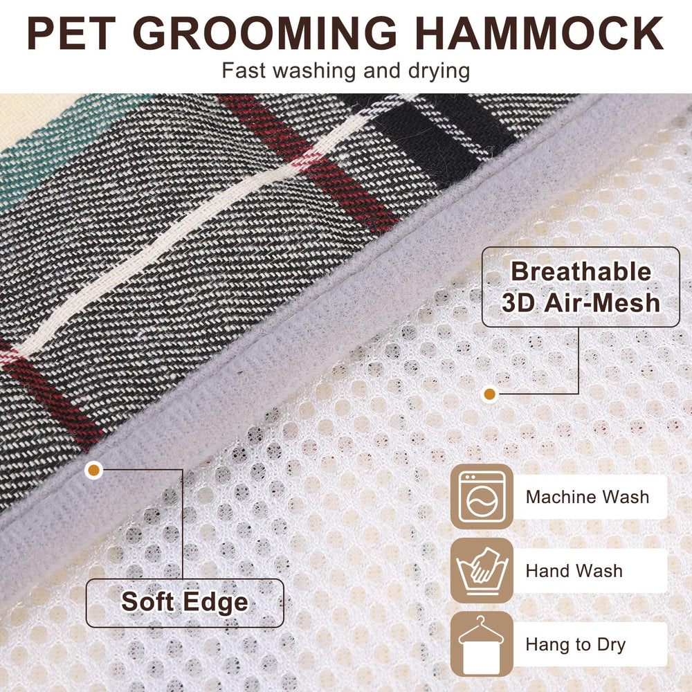 BEAUTYZOO hamaca para grooming con malla tridimensional y bordes reforzados.