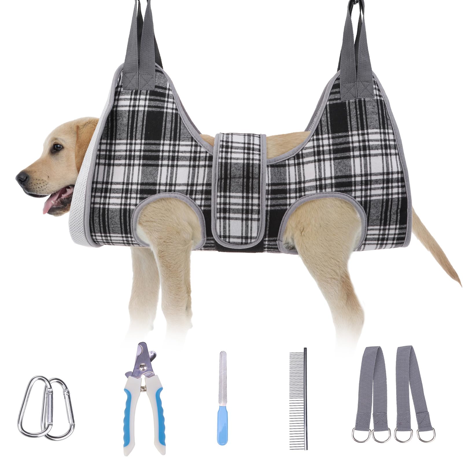 BEAUTYZOO hamaca de grooming para perro mediano ofrece soporte cómodo durante el cepillado.