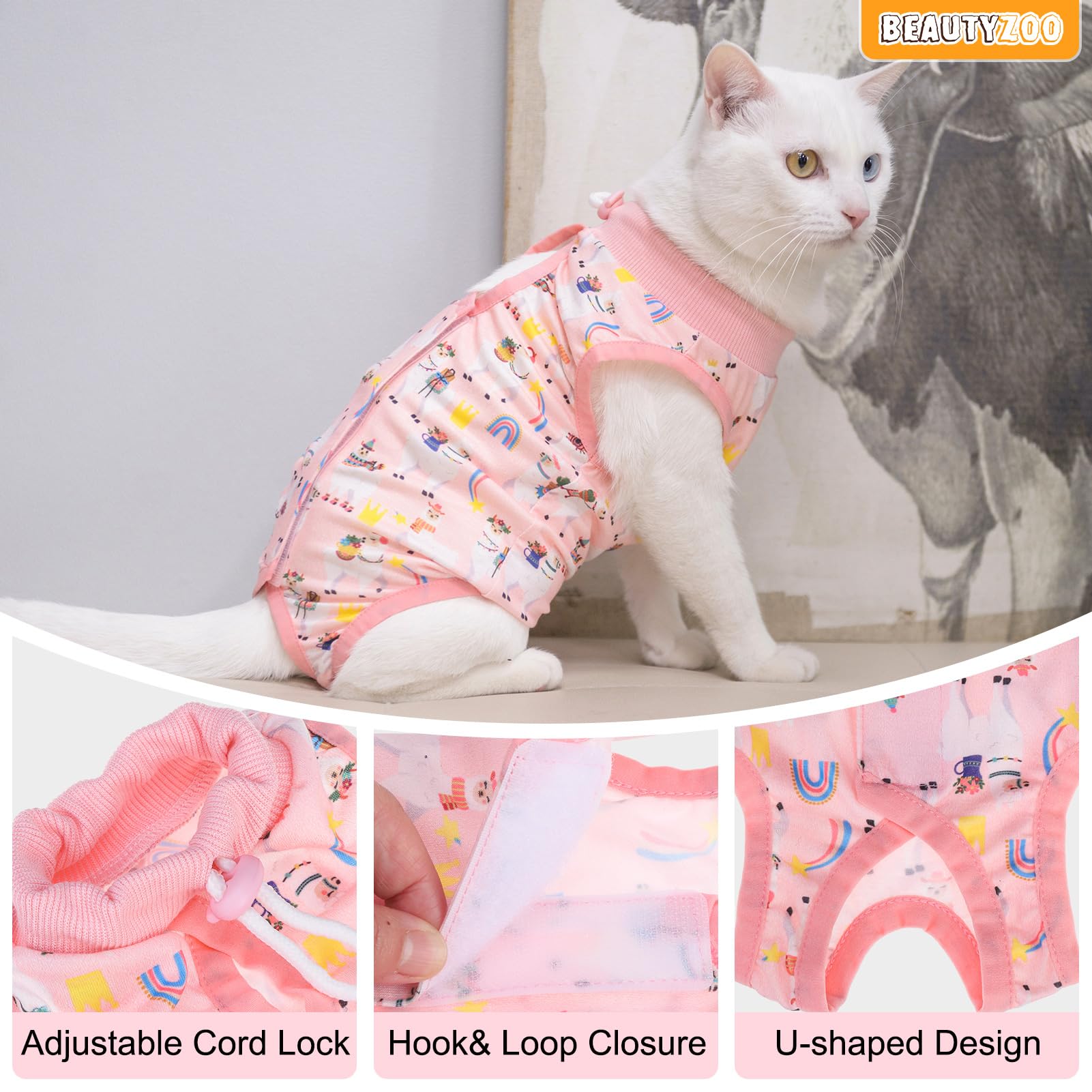 BEAUTYZOO paquete de dos trajes de recuperación para gatos.