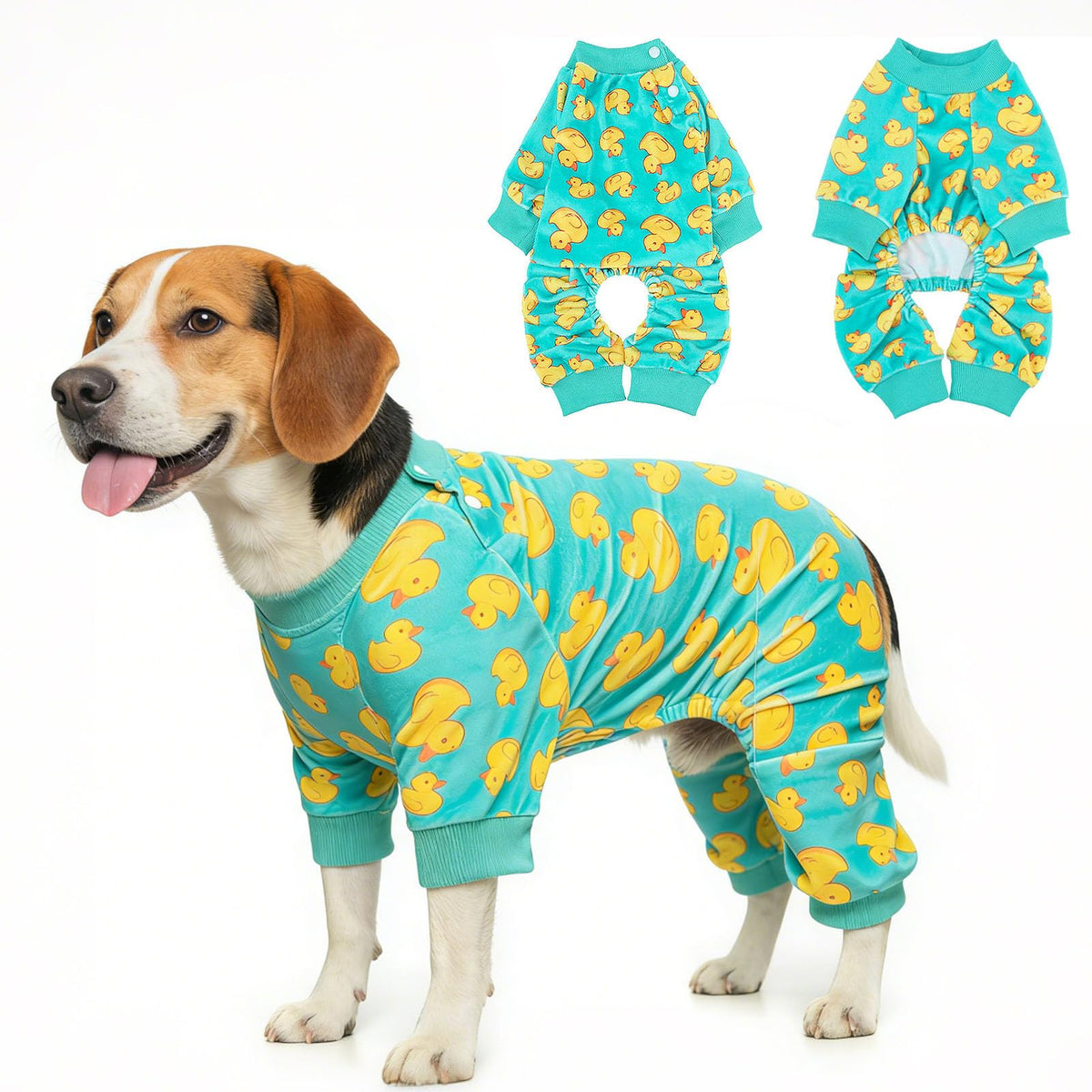 BEAUTYZOO pijama para perro talla grande, vista frontal, cómodo y cálido para paseos.
