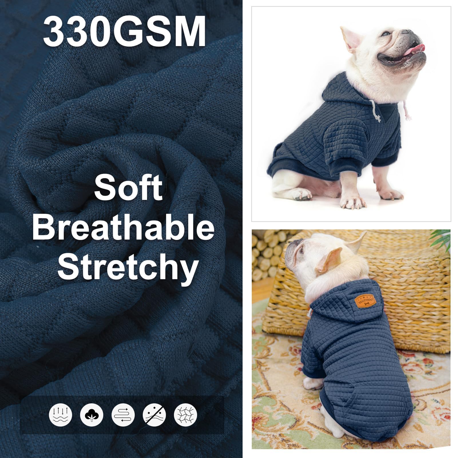 BEAUTYZOO sudadera grande con bolsillo práctico para snacks durante paseos