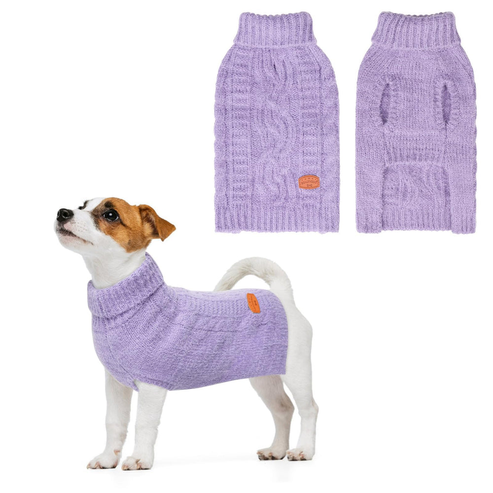 BEAUTYZOO sudadera para perro pequeño con cuello alto y tejido cable suave.