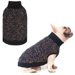 BEAUTYZOO suéter perro tejido cable con hilos negro, suave y cálido para paseos.