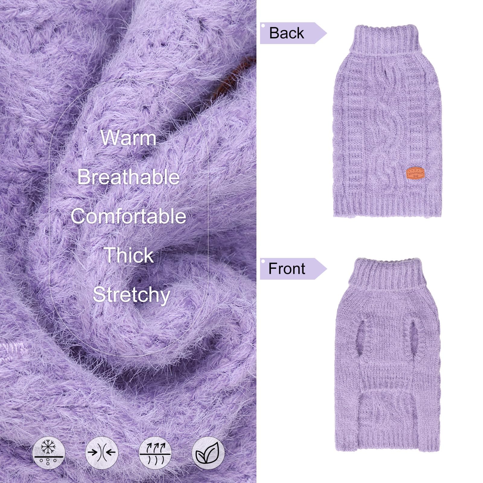 BEAUTYZOO suéter para perro con tejido cable, textura suave para uso diario.