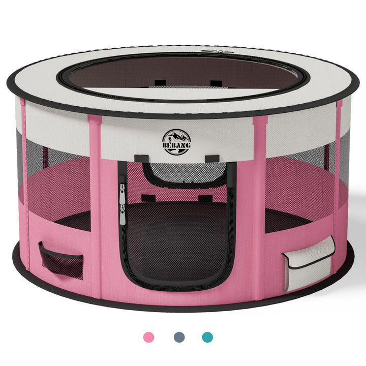 BEBANG corral para perros plegable, práctico para interiores y juego seguro.