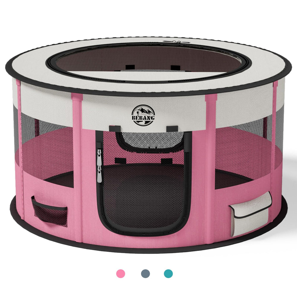 BEBANG corral para perros plegable, práctico para interiores y juego seguro.