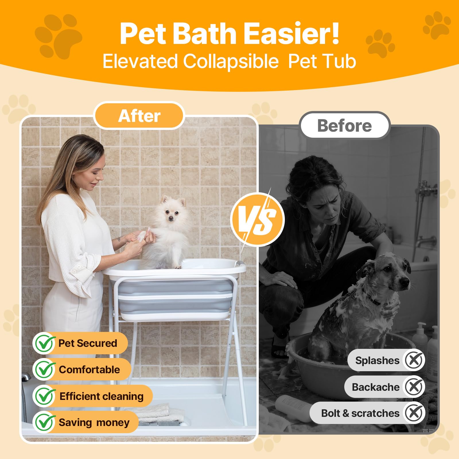 BEBEROAD PETS bañera elevada plegable ofrece baño a la altura correcta