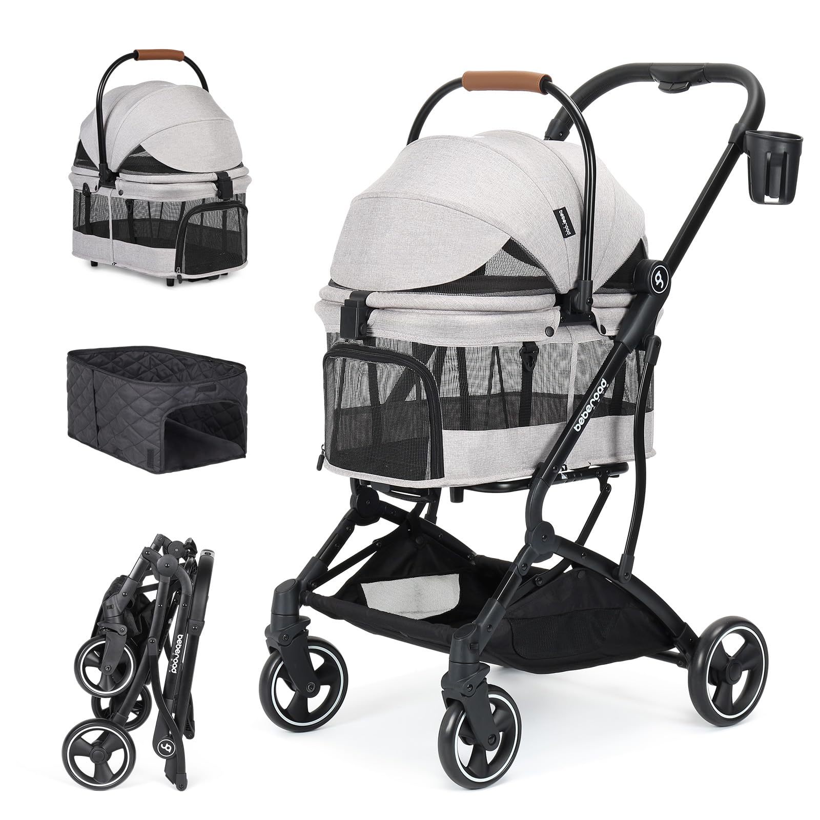 Beberoad Pets T3: carrito para mascotas pequeñas con manejo cómodo en viajes.