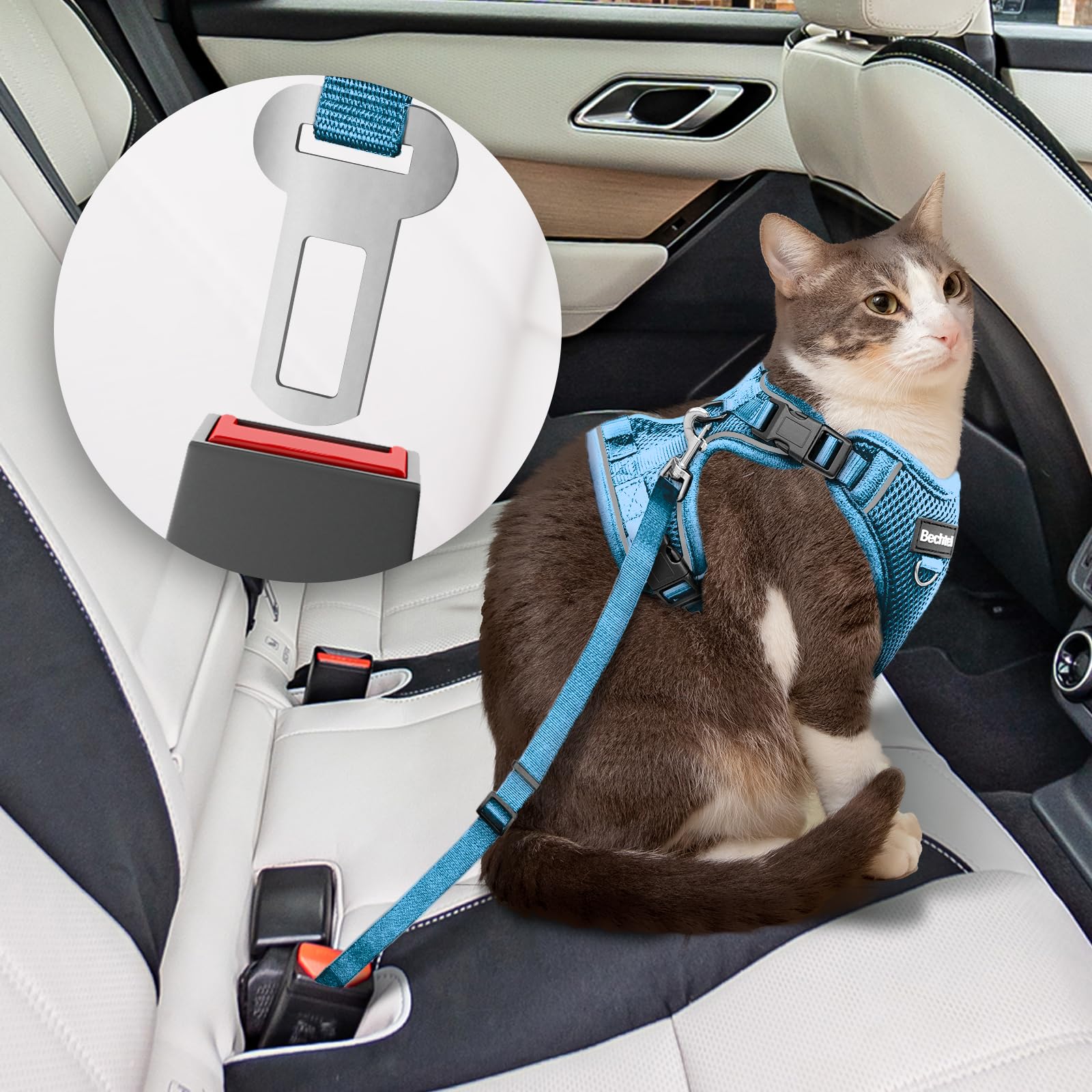 Bechtel arnés de gato con malla de aire para paseos frescos.