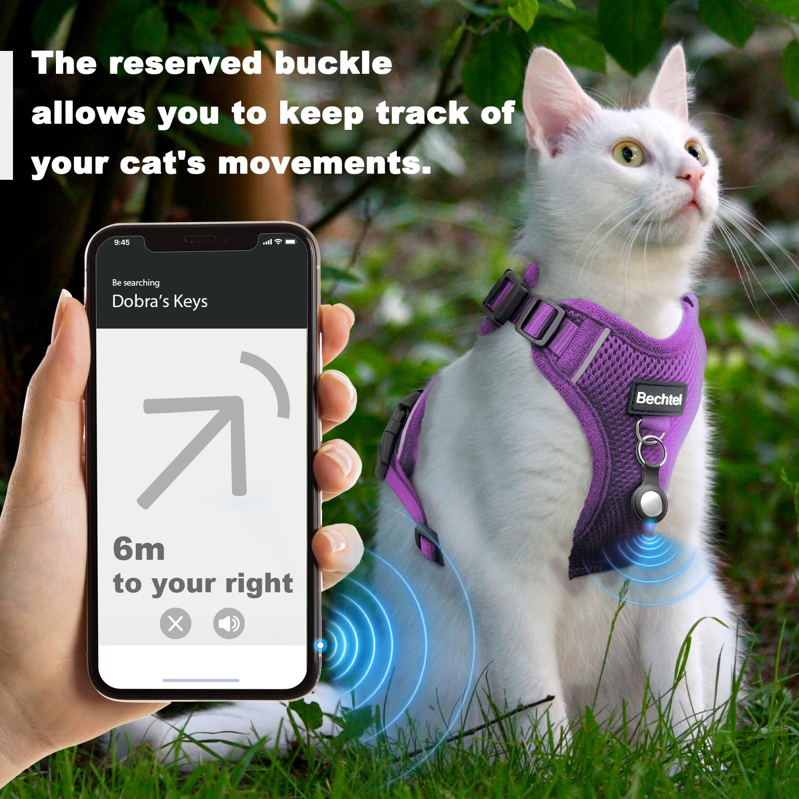 Bechtel arnés para coche con inserto de cinturón para gato seguro.
