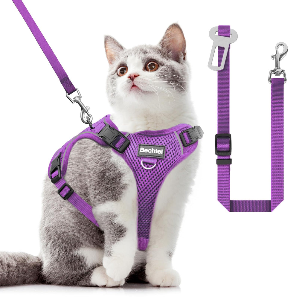 Bechtel arnés para gato con malla respirable y ajuste en cuatro direcciones para paseos.