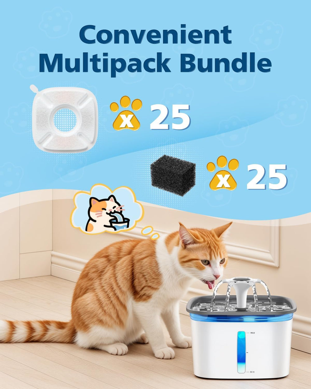 Beckacher filtros para fuente de gato 67oz: ajuste seguro y sin goteos