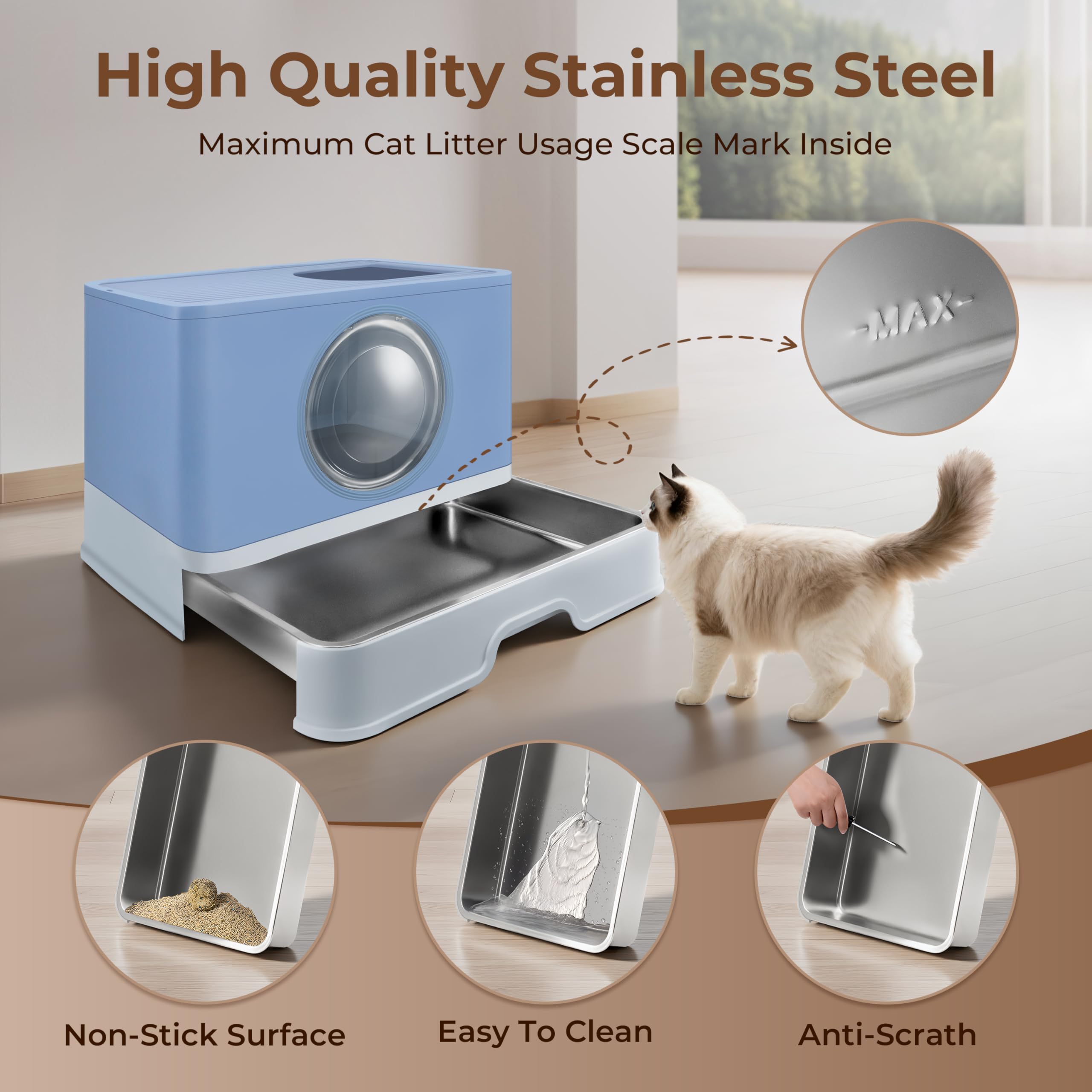 Caja BeComfee con diseño anti-olor y estructura resistente en acero inoxidable.