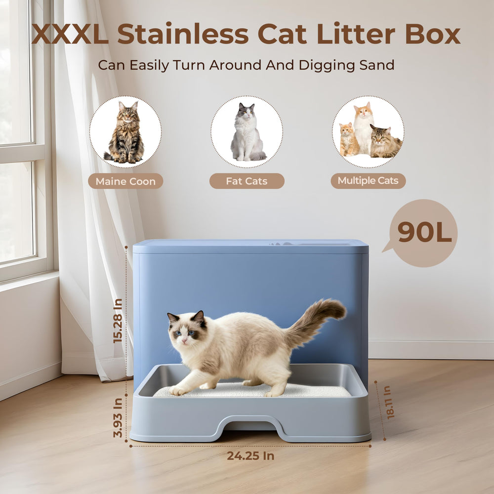 BeComfee caja de arena de entrada dual para hábitos variados de las mascotas.