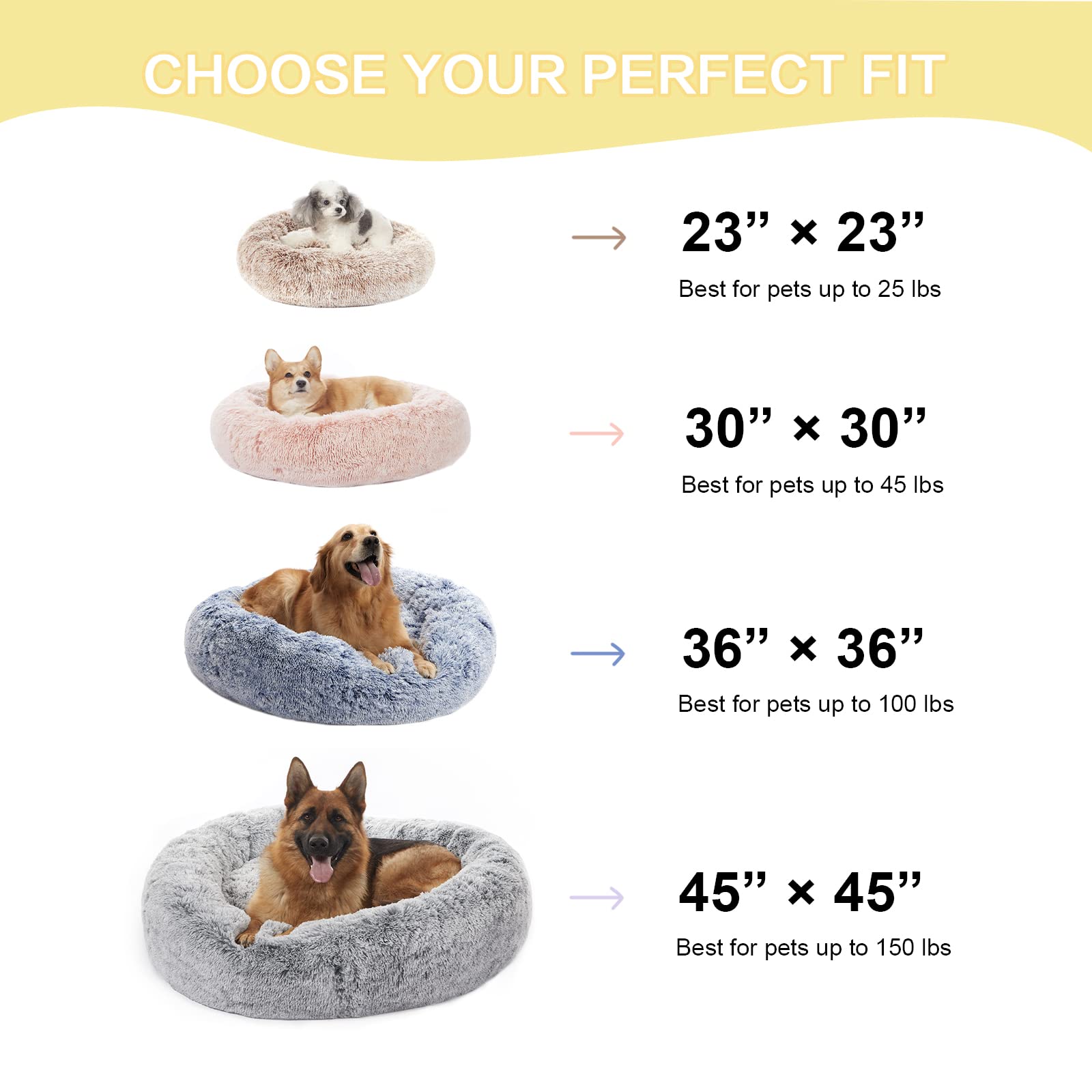 Bedfolks cama dona para perro, funda lavable a máquina para limpieza fácil.