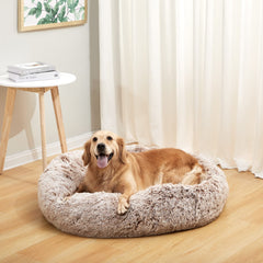 Bedfolks cama dona para perro, textura felpuda suave para mayor suavidad.
