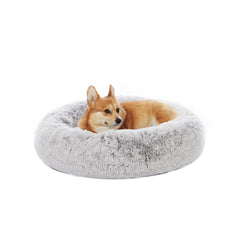 Bedfolks Cama Donut gris claro para perros, sensación suave y cálida para dormir confortablemente