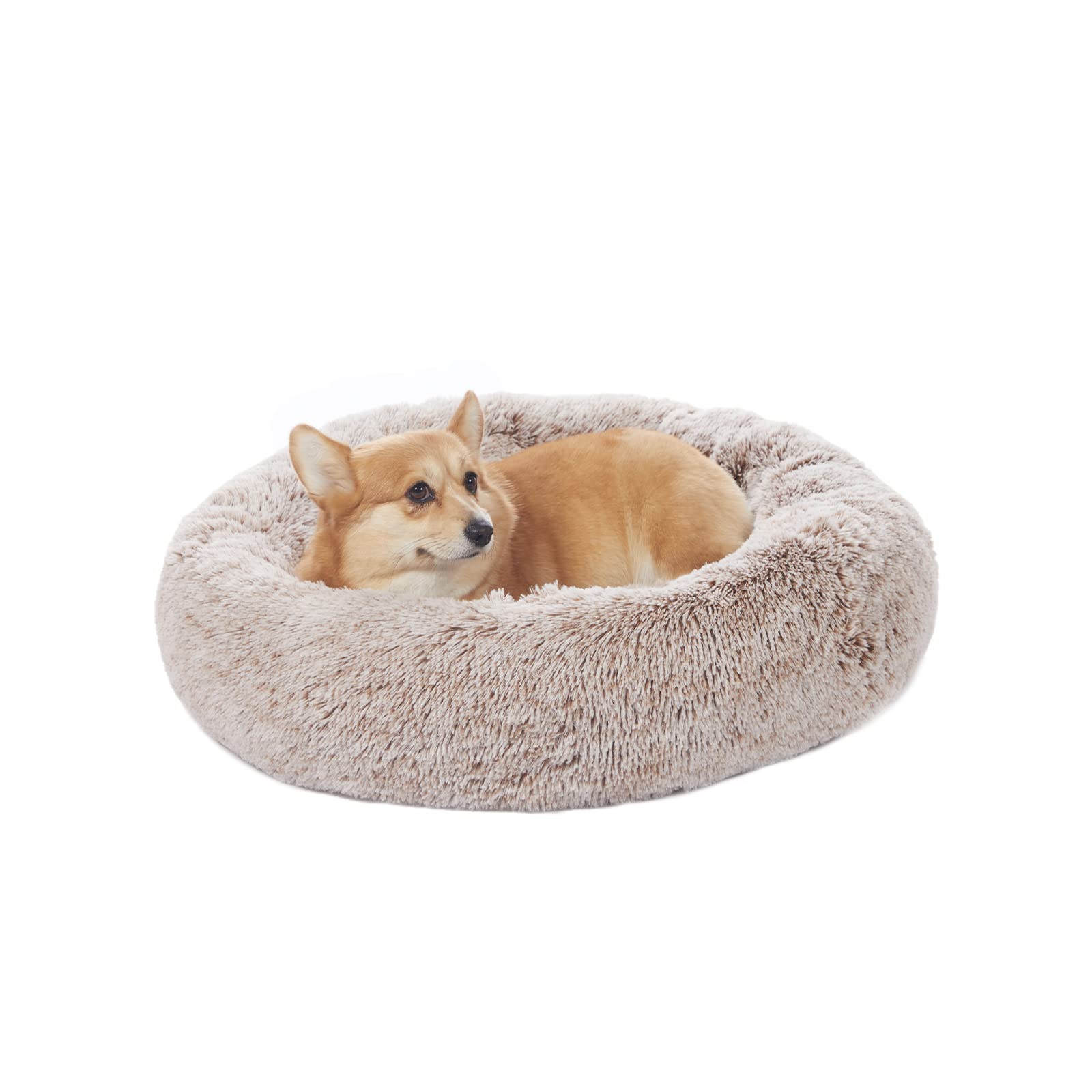 Bedfolks Cama Donut Relajante Marrón para perros medianos, comodidad nocturna