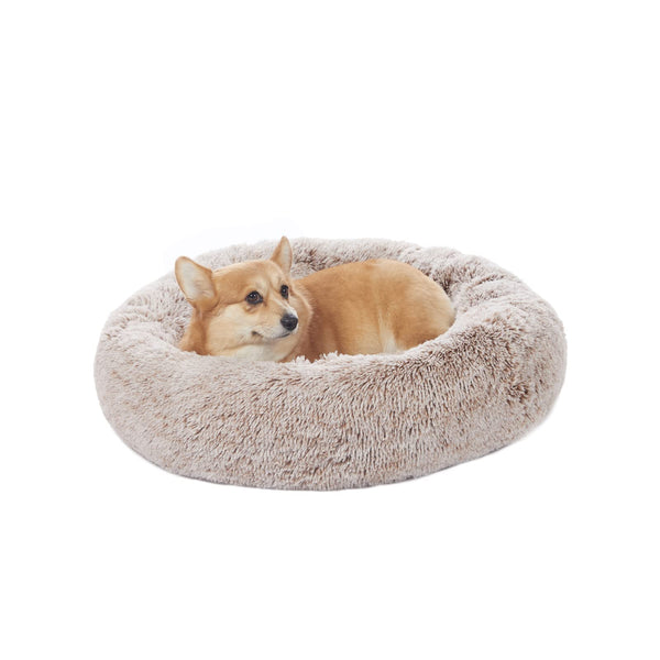 Bedfolks Cama Donut Relajante Marrón para perros medianos, comodidad nocturna