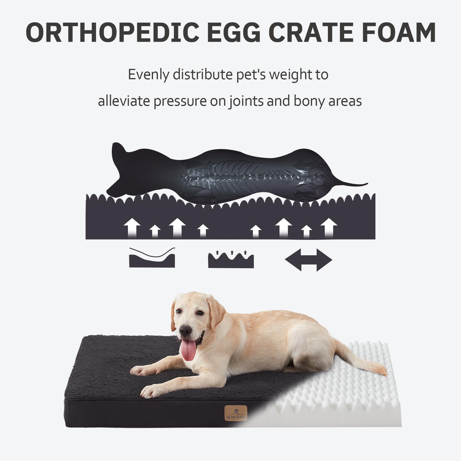 Bedfolks cama grande con medidas 41x29x3,5 pulgadas para mascotas grandes.