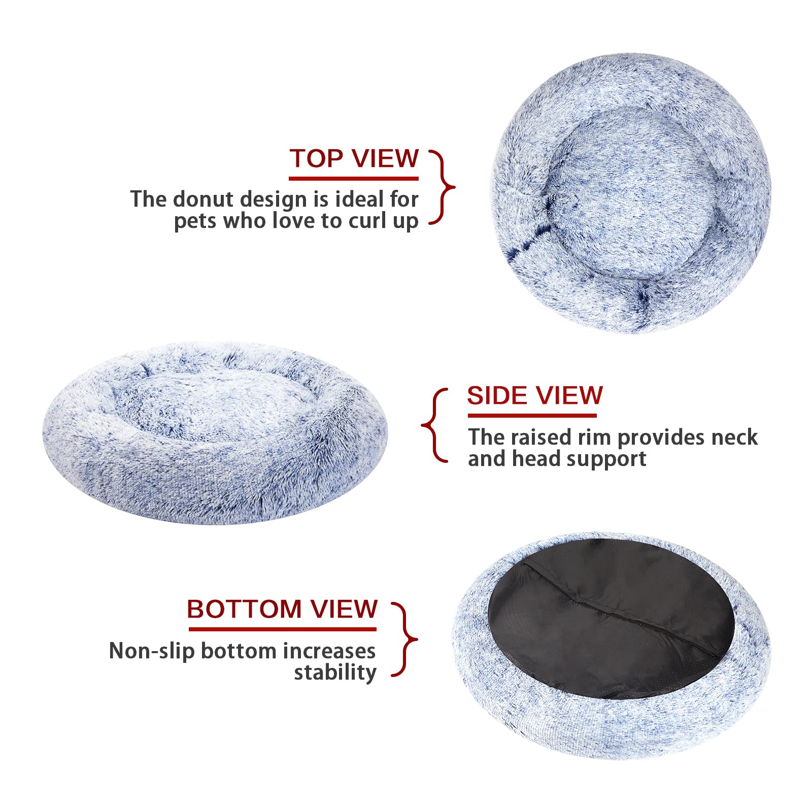 Bedfolks cama rosquilla con borde alto para soporte del cuello.