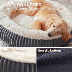 BedStill cama donut con funda desmontable lavable para limpieza fácil.