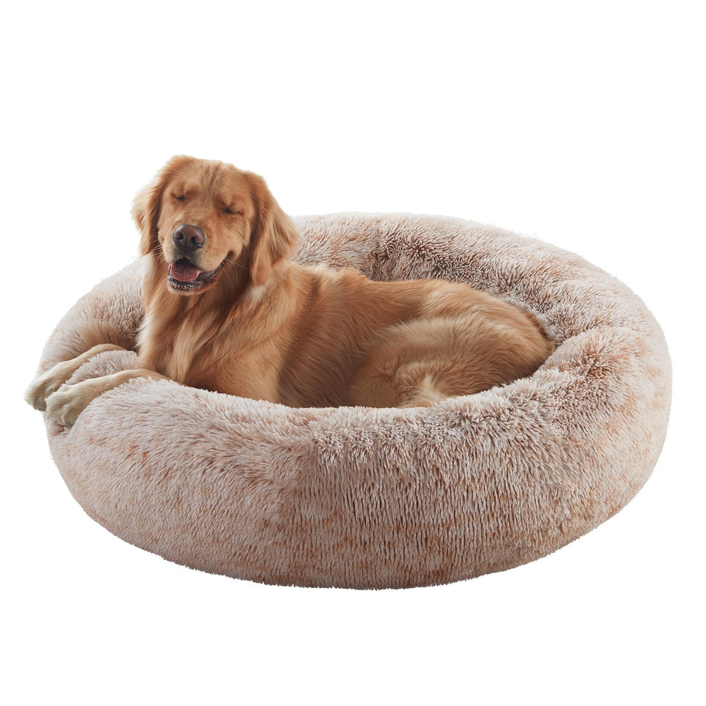 BedStill cama para perro redonda grande marrón ofrece confort y seguridad