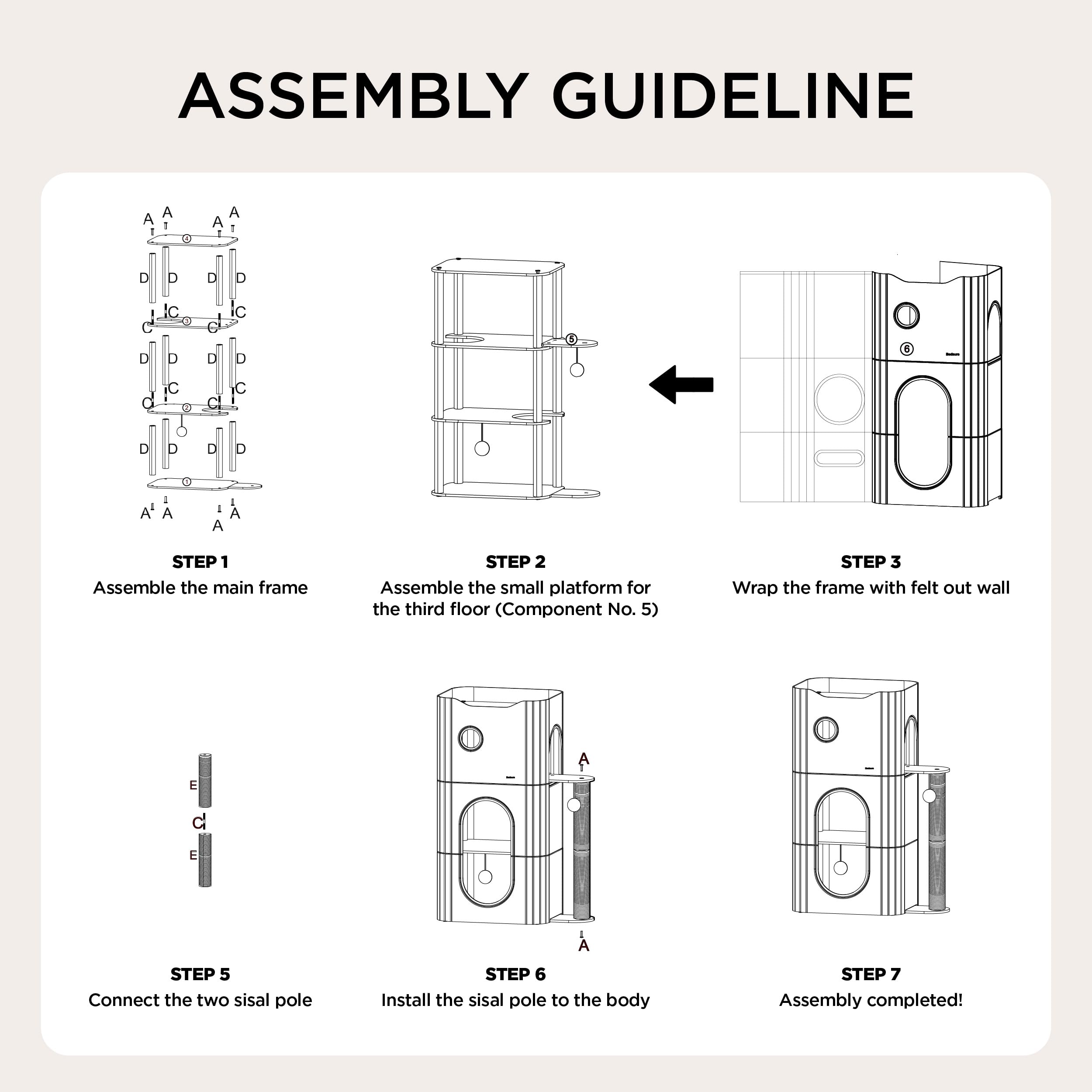 Bedsure estructura de tres niveles, ideal para varias mascotas en un mismo hogar.