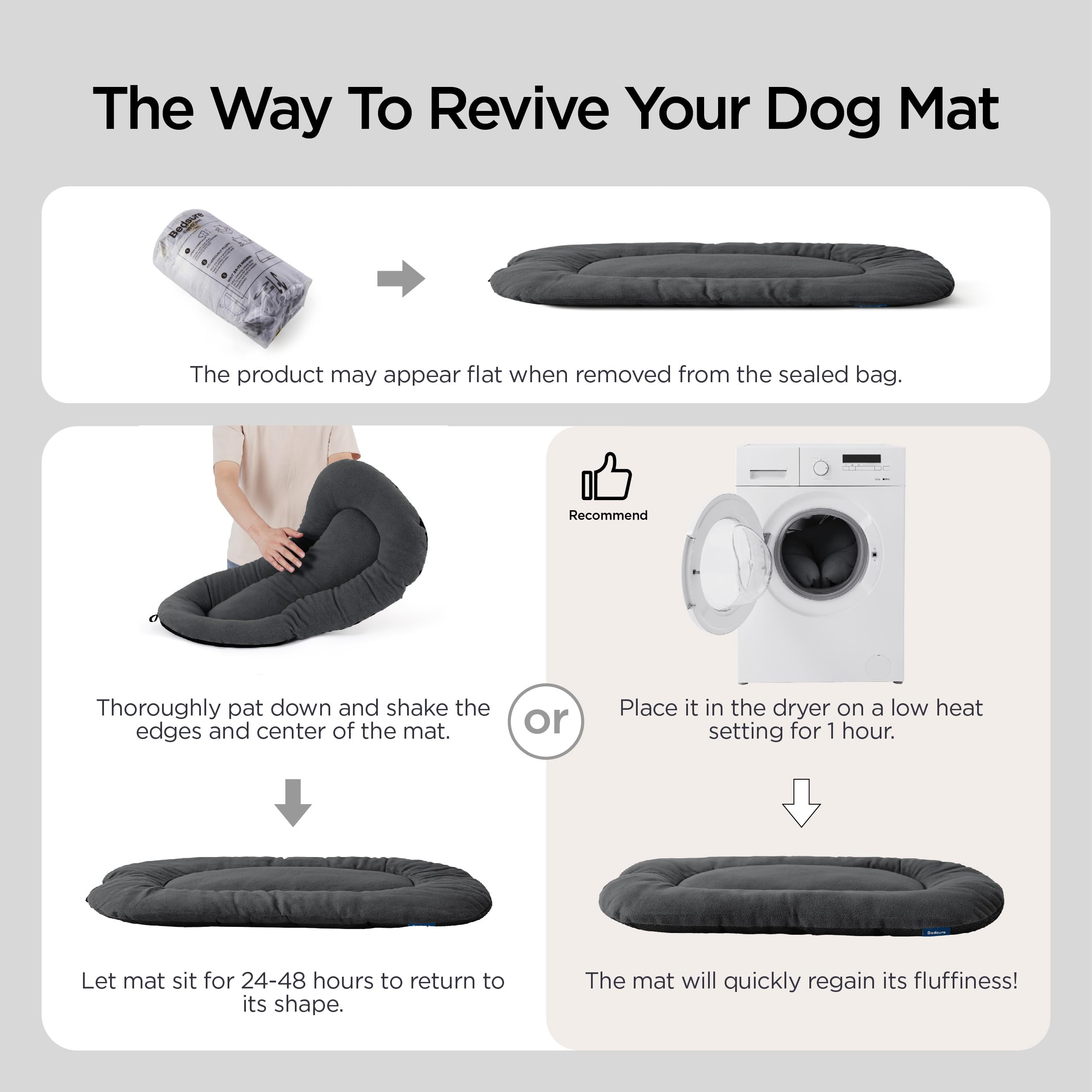 Bedsure base antideslizante para cama de perro en jaula, seguridad al dormir.