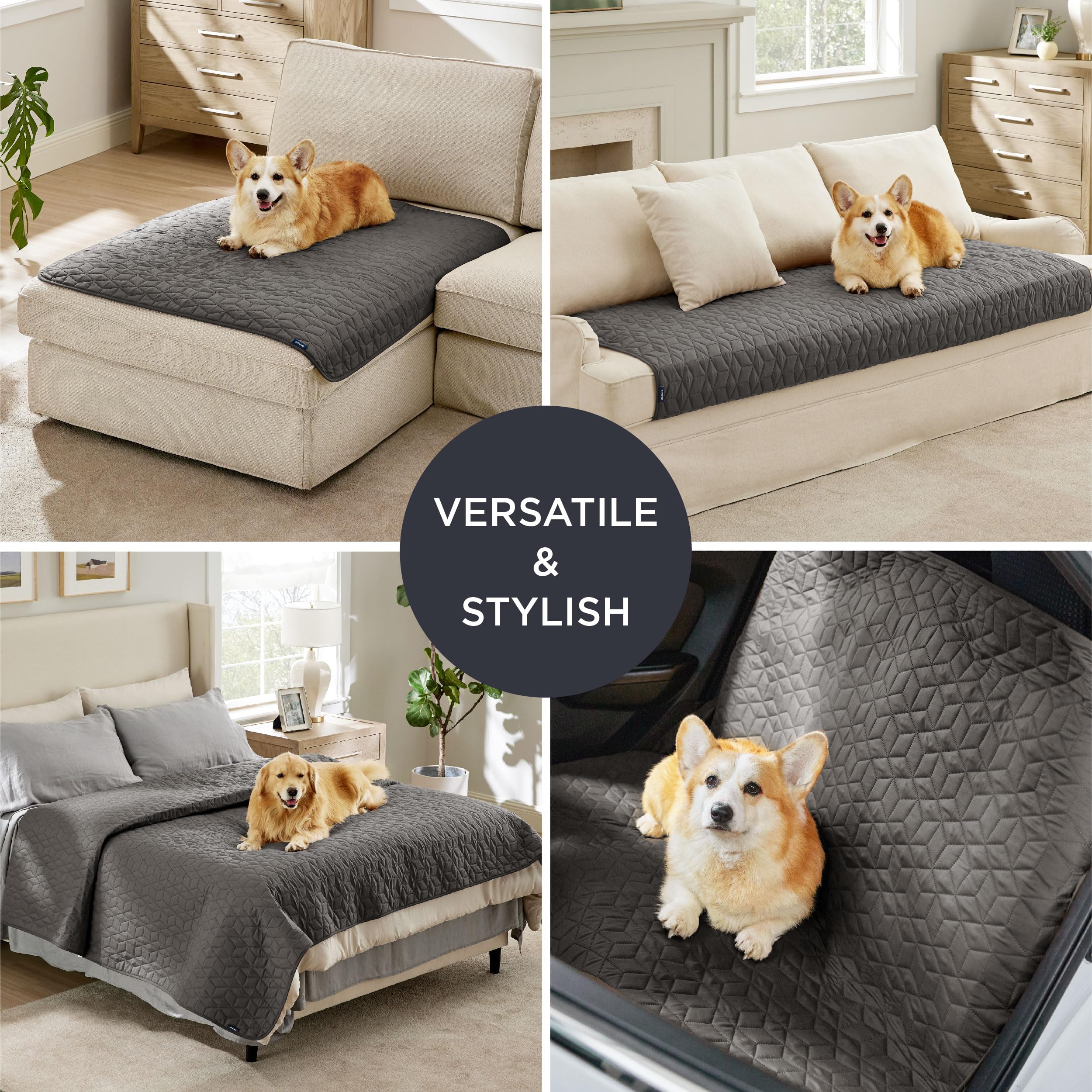 Bedsure base antideslizante para protector de mascotas, evita movimientos durante el descanso.