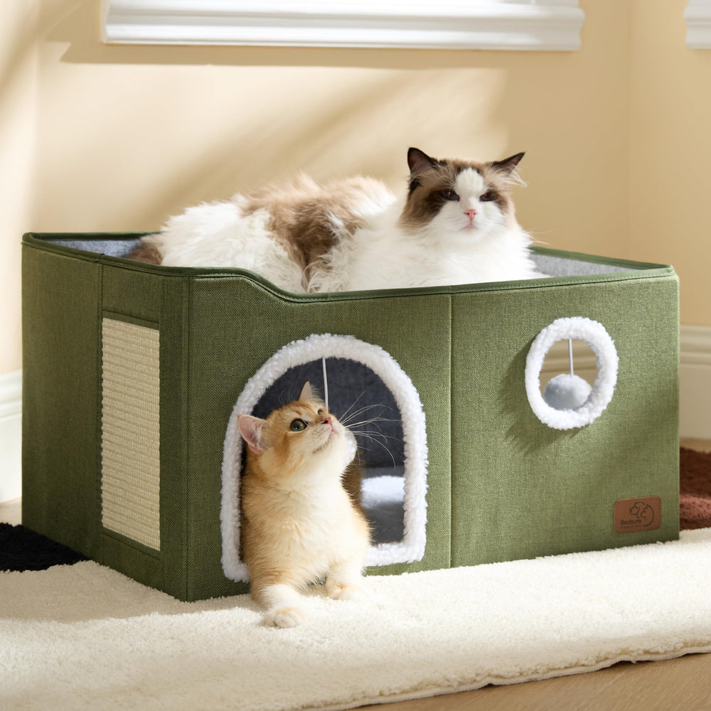 Bedsure cama cueva gatos cojín-removible lavable con funda reversible