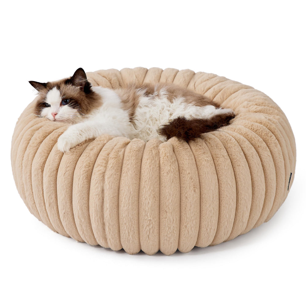Bedsure Cama Donut Dimensiones 20x20x6 pulgadas, perfecta para felinos pequeños
