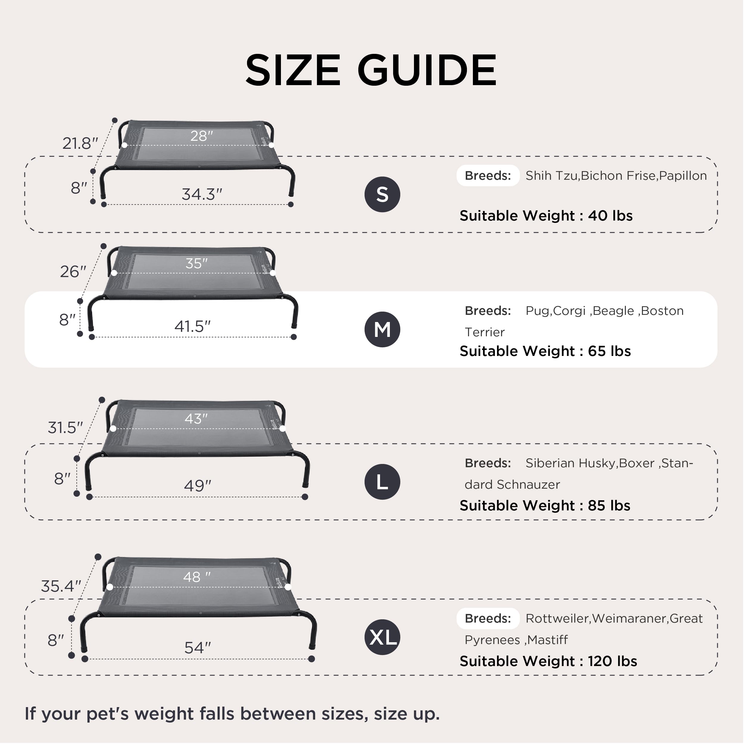 Bedsure cama elevada, fácil de limpiar con malla lavable a manguera.