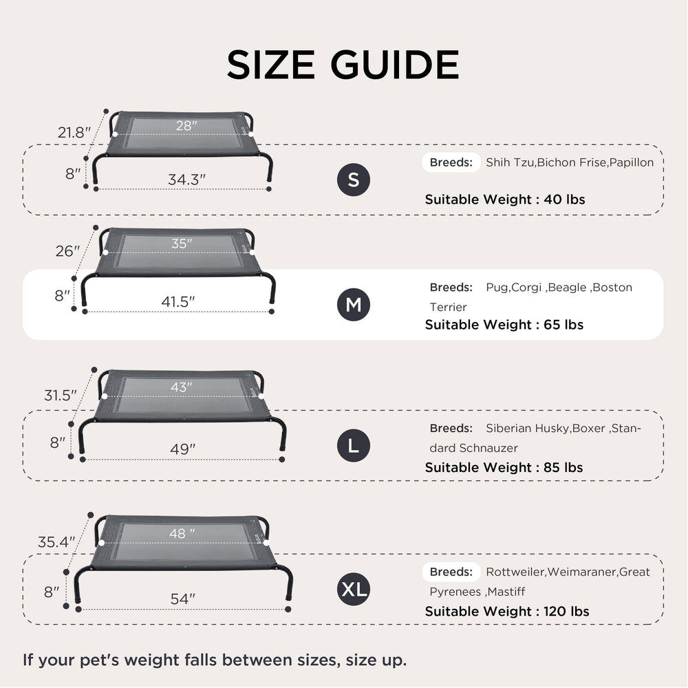 Bedsure cama elevada, fácil de limpiar con malla lavable a manguera.