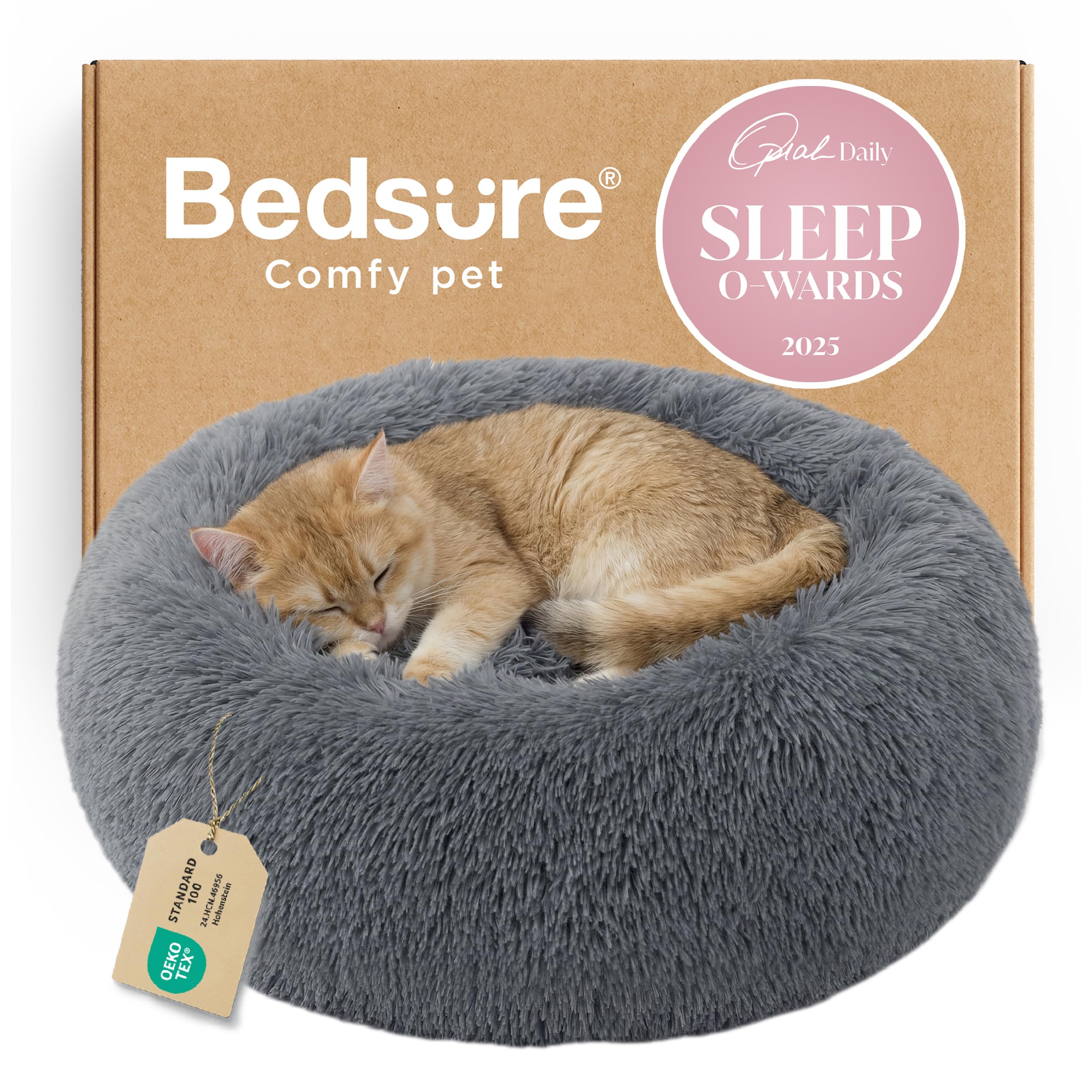 Bedsure cama gato calma circular: espacio cómodo y envolvente para descansar.