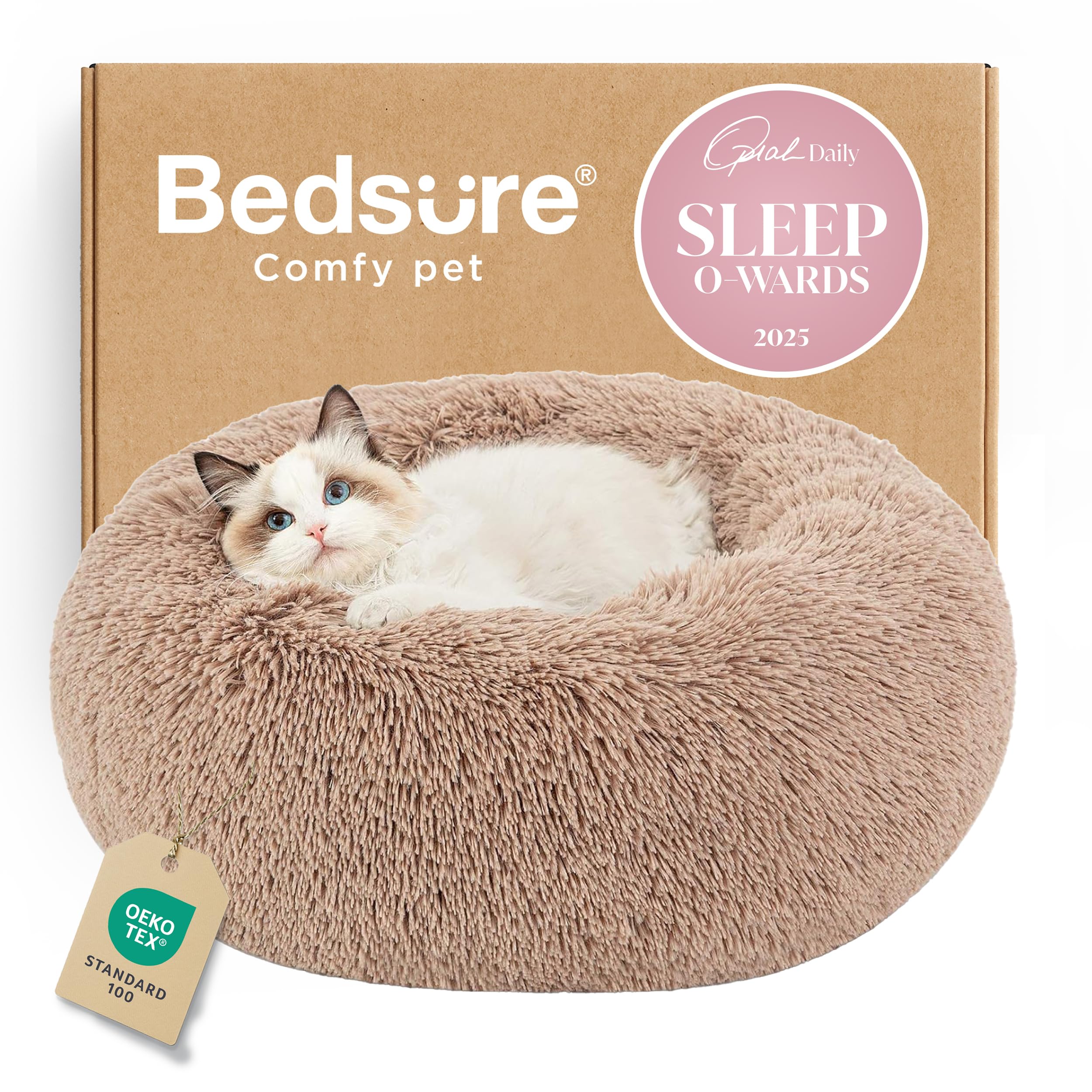 Bedsure cama gato: diseño redondo tipo dona para descanso envolvente