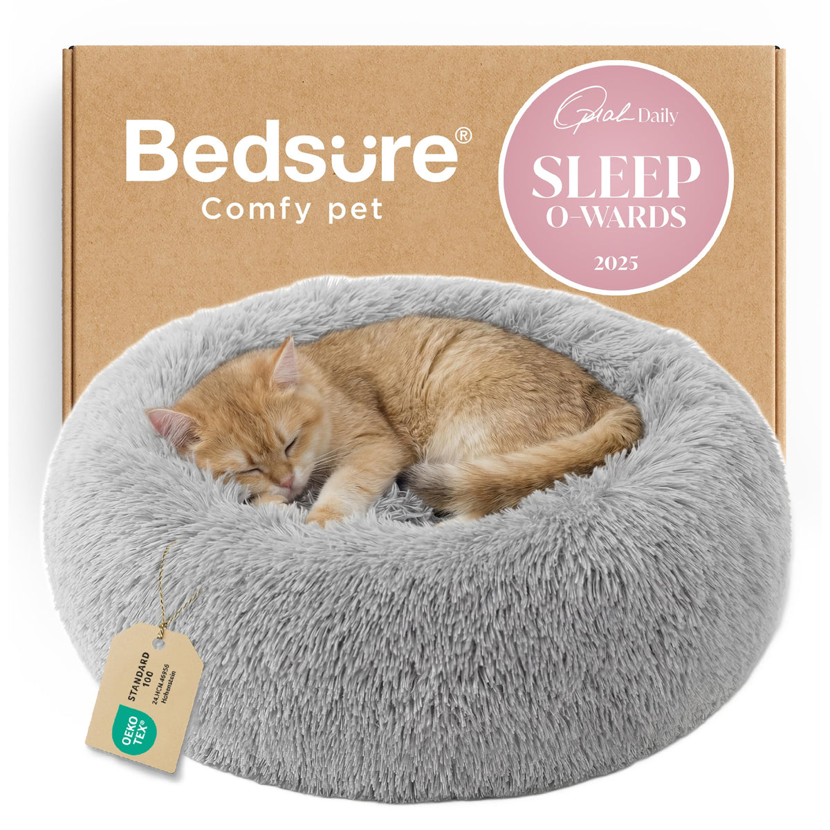 Bedsure cama para gatos, forma redonda y 20 pulgadas, descanso suave.