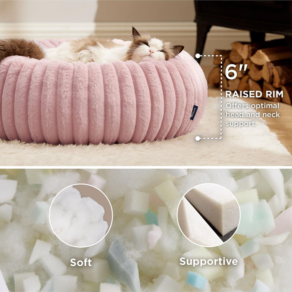 Bedsure cama donut para gato con forro pana, calor y confort durante meses fríos.