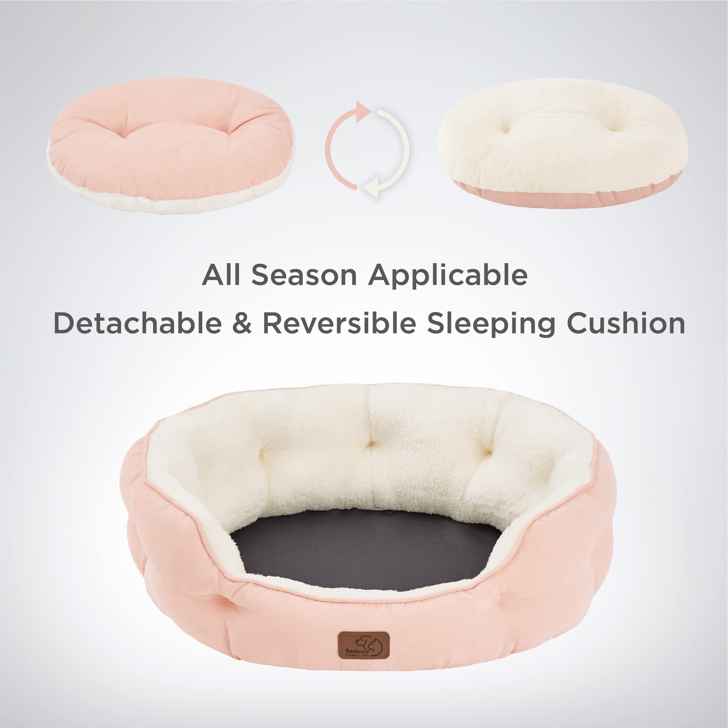 Bedsure cama para gatos redonda, tejido sherpa para felinos acogedores.