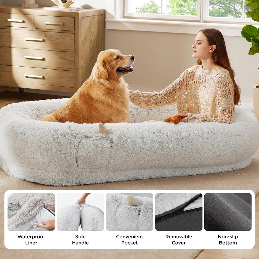 Bedsure cama humano-perro adecuada para dormir en dormitorio.