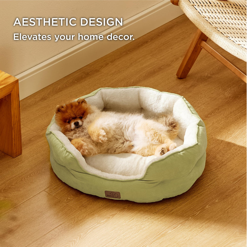 Bedsure cama redonda verde, uso recomendado en interiores para perros y gatos
