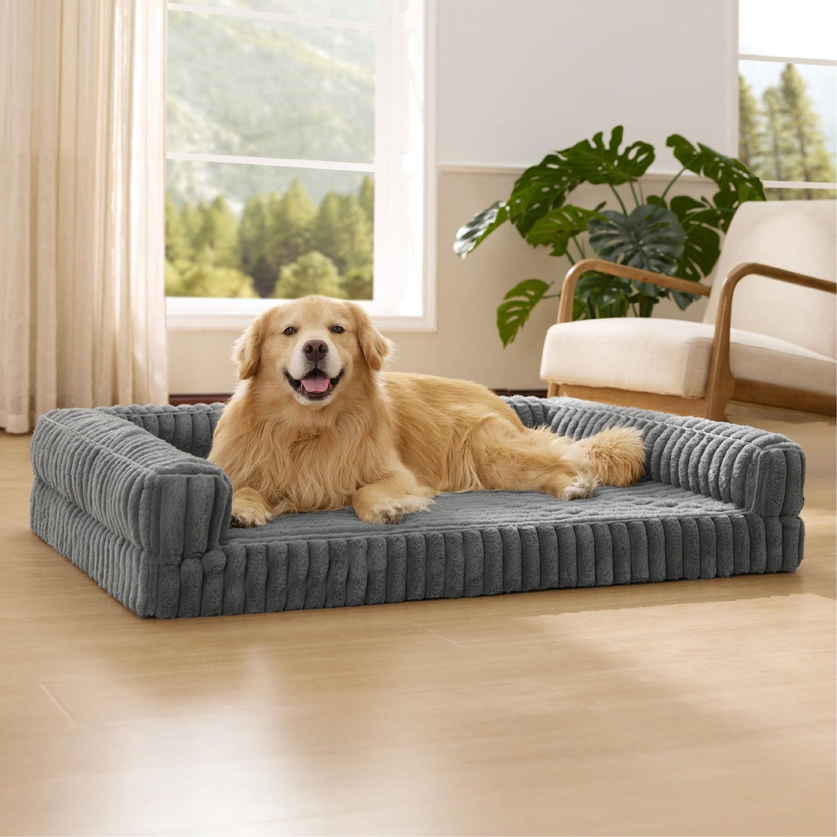 Bedsure cama ortopédica para perros extragrandes con soporte estable para descansar.