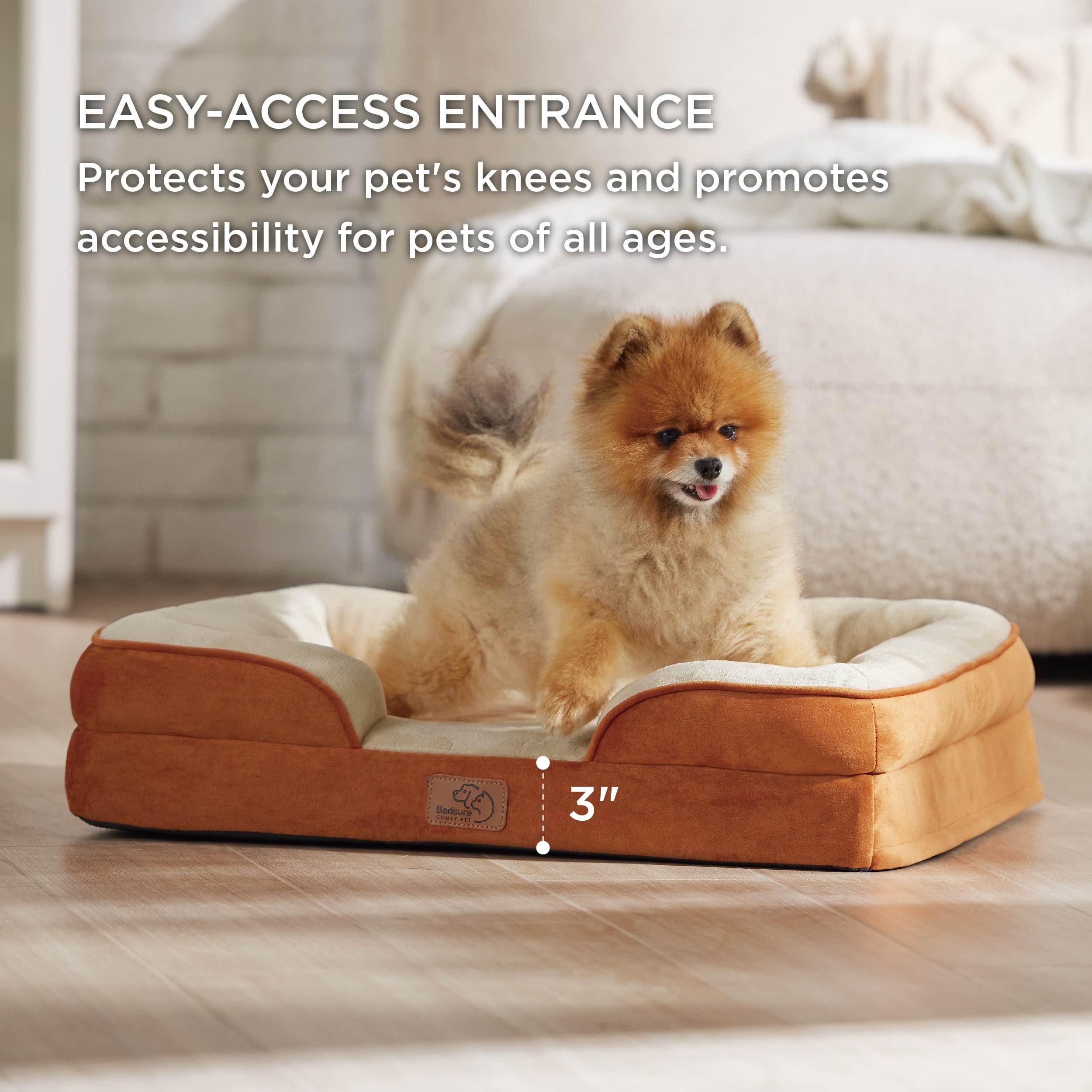 Bedsure cama ortopédica para perro pequeño base antideslizante evita deslizamientos.