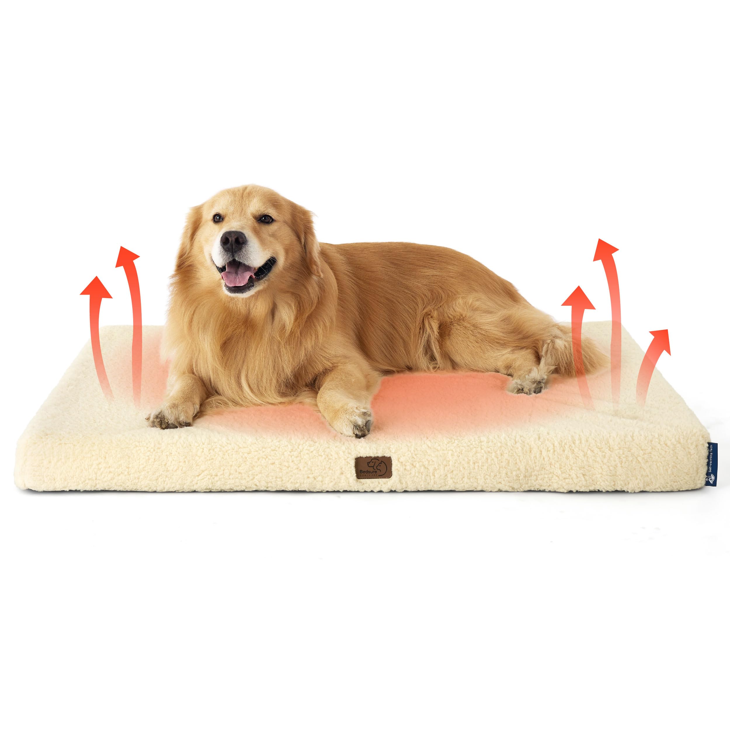 Bedsure cama para perro auto-calentamiento grande ofrece calor constante para noches frías.