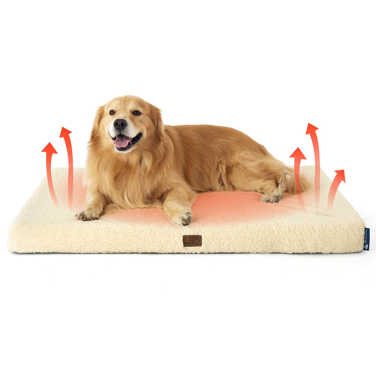 Bedsure cama para perro auto-calentamiento grande ofrece calor constante para noches frías.