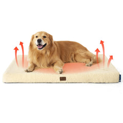 Bedsure cama para perro auto-calentamiento grande ofrece calor constante para noches frías.