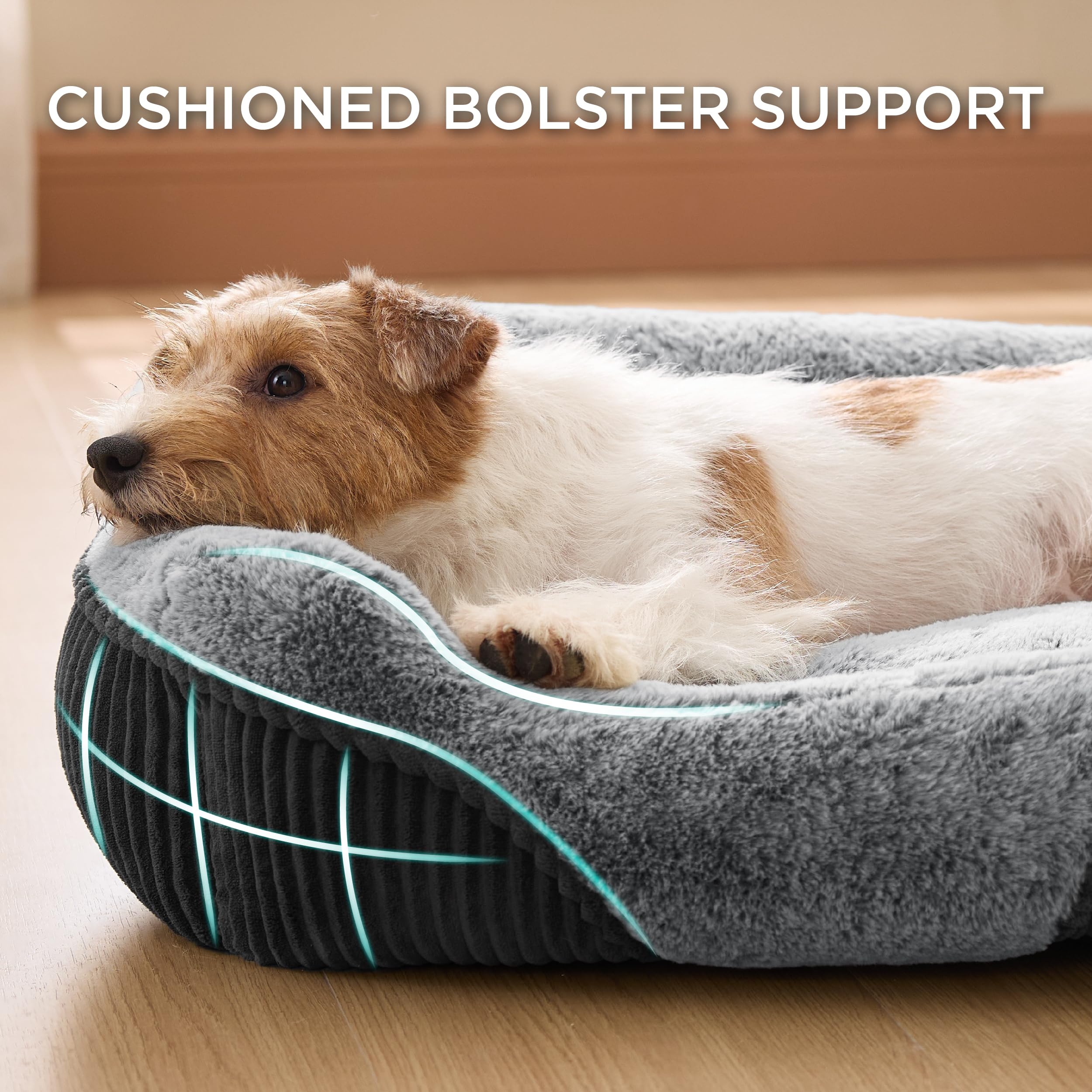 Bedsure cama para perros con base antideslizante gris que se mantiene en su lugar